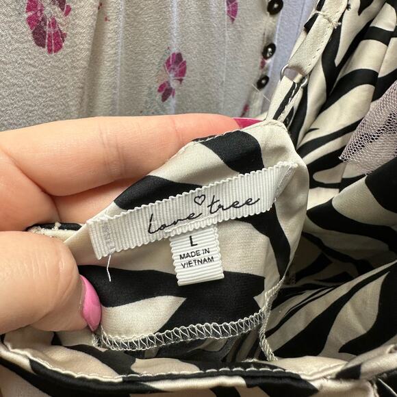 Zebra Print Cowl Neck Mini Dress Black Size Large - Picture 3 of 5